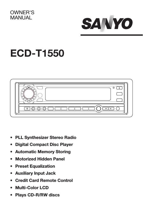 Sanyo ECD T1550 Owners Manual