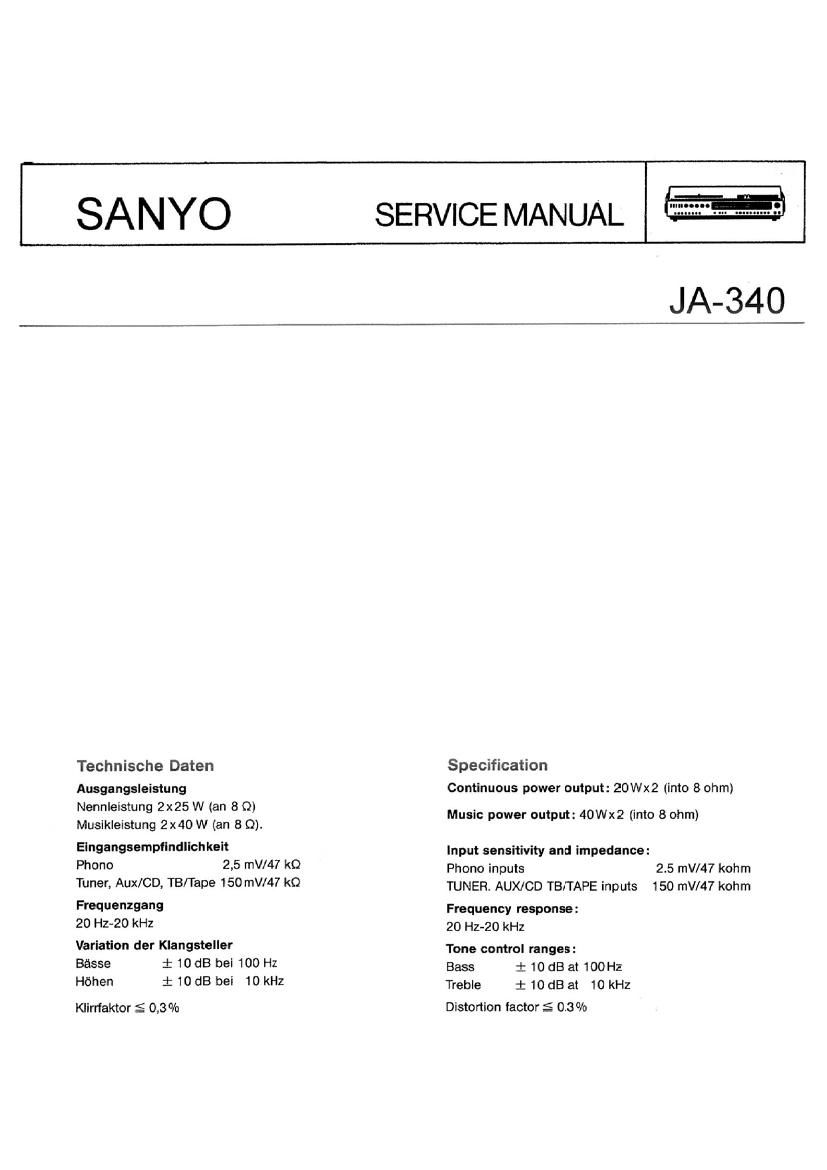 Sanyo JA 340 Schematic