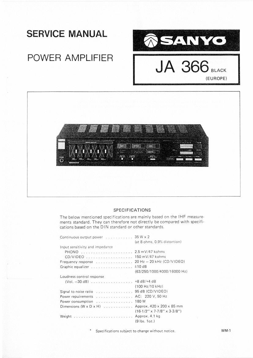 Sanyo JA 366 Service Manual