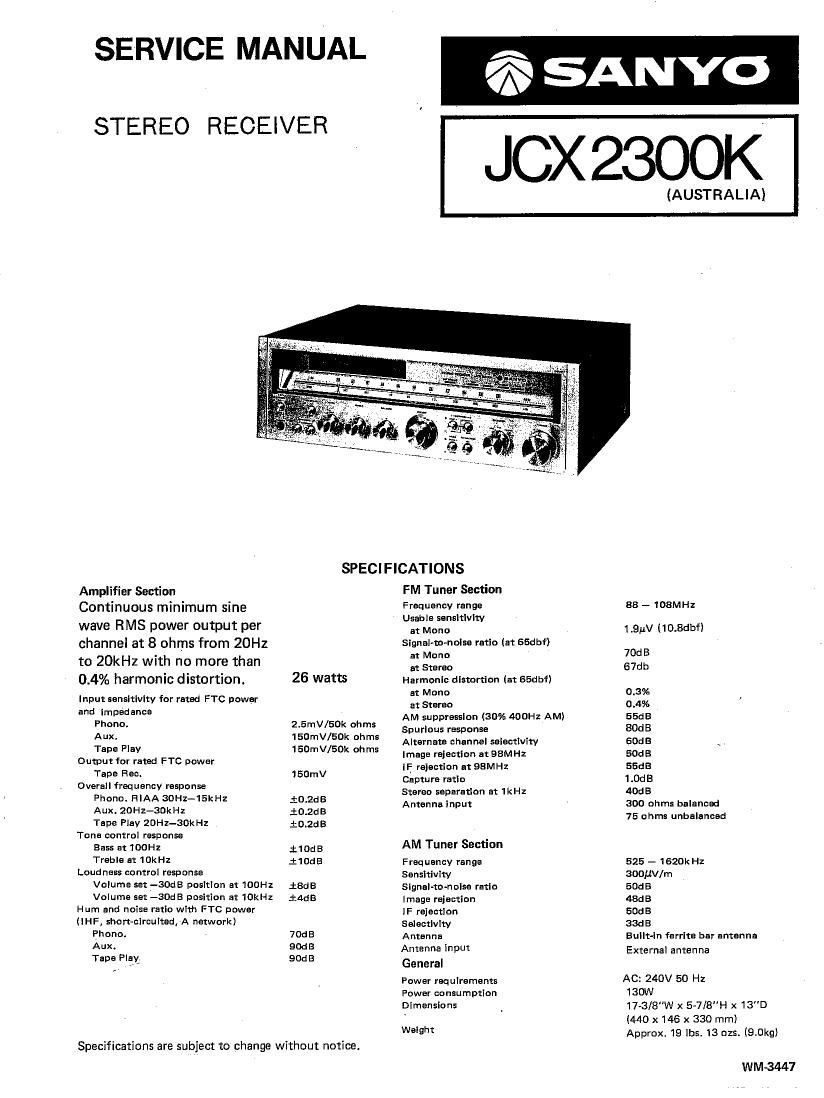 Sanyo JCX 2300K Service Manual