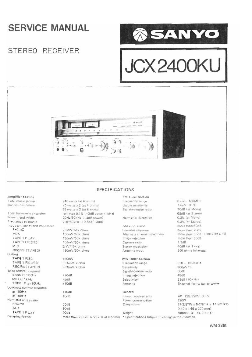Sanyo JCX 2400KU Service Manual