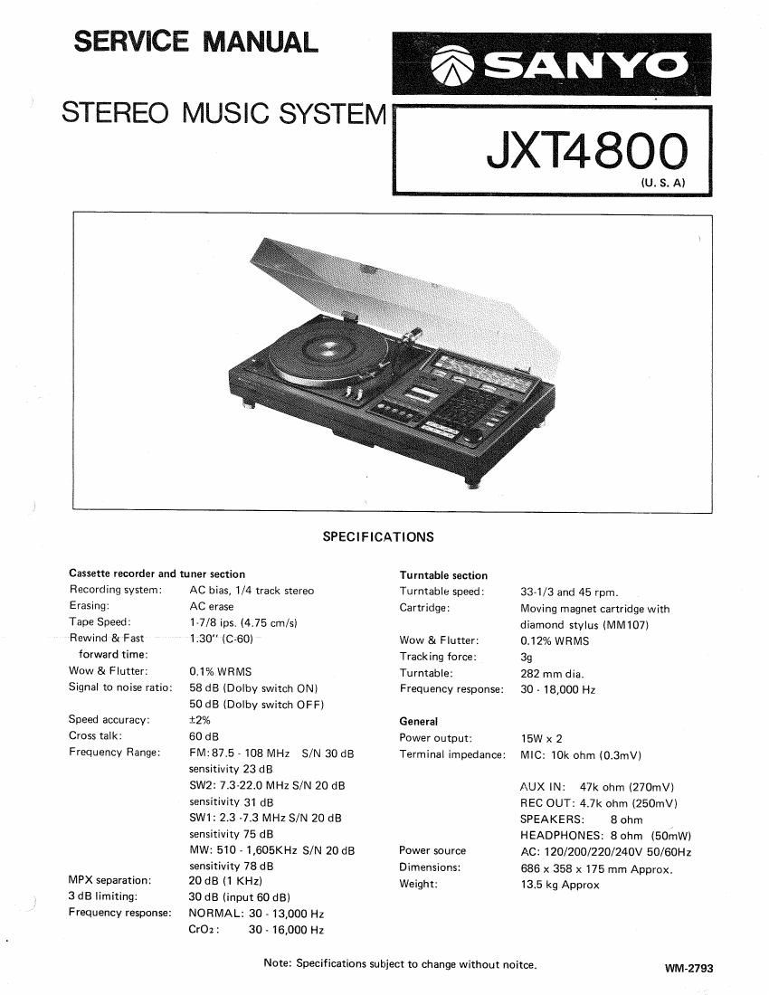 Sanyo JXT 4800 Service Manual