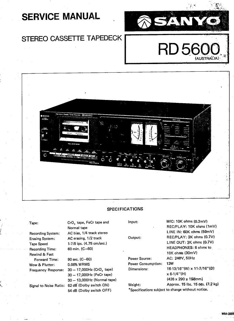 Sanyo RD 5600 Service Manual