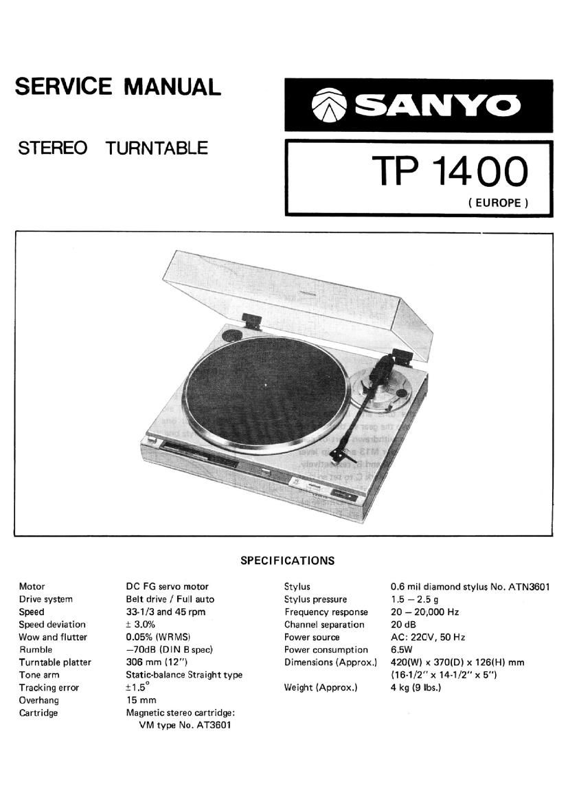 Sanyo TP 1400 Service Manual