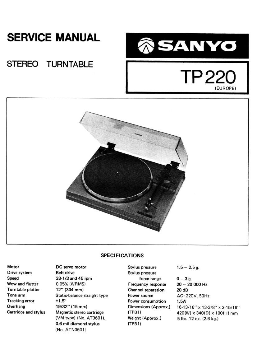 Sanyo TP 220 Service Manual