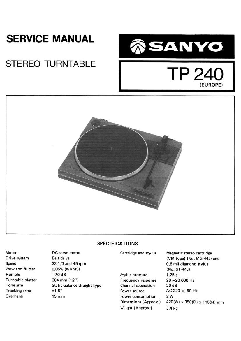 Sanyo TP 240 Service Manual