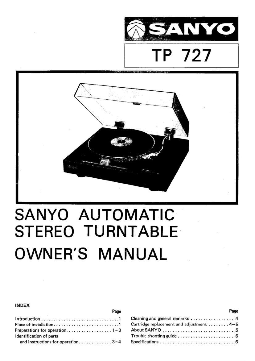 Sanyo TP 727 Owners Manual