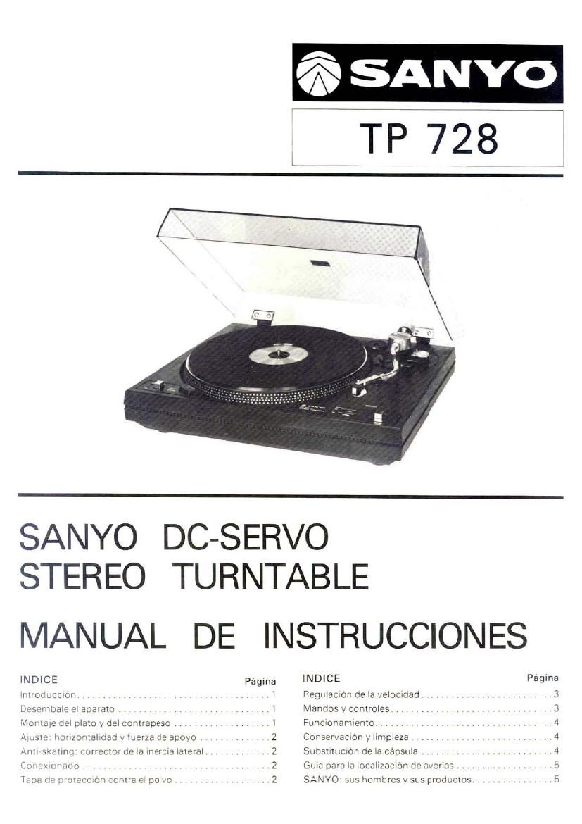 Sanyo TP 728 Owners Manual