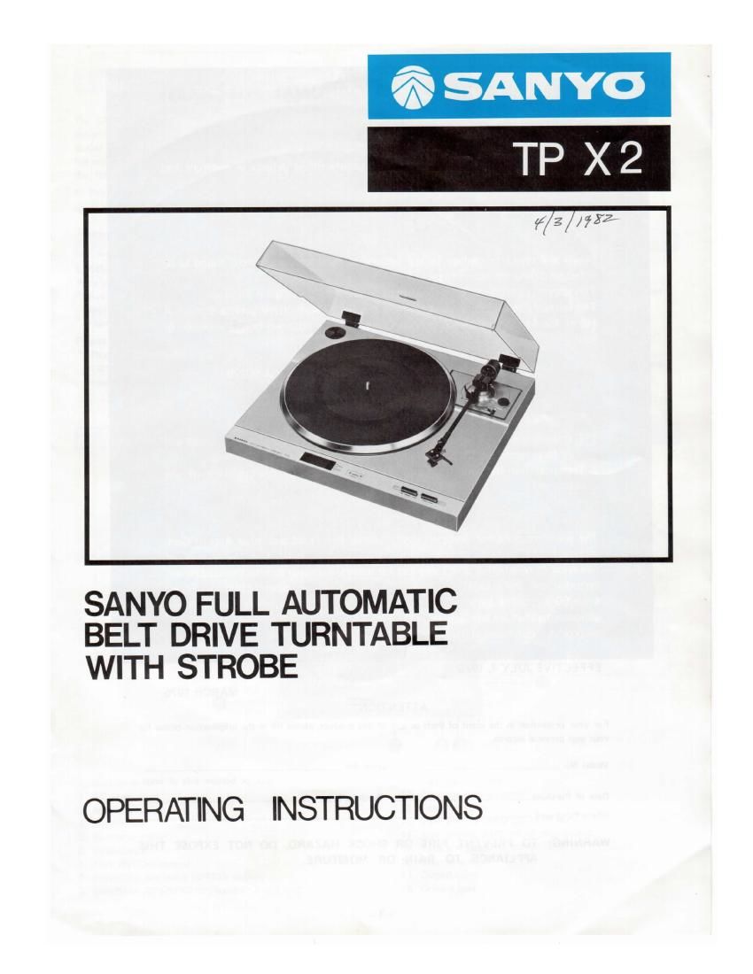 Sanyo TP X2 Owners Manual