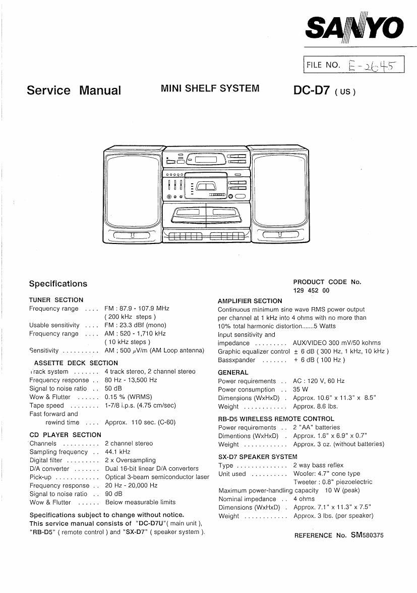 sanyo dc d7u