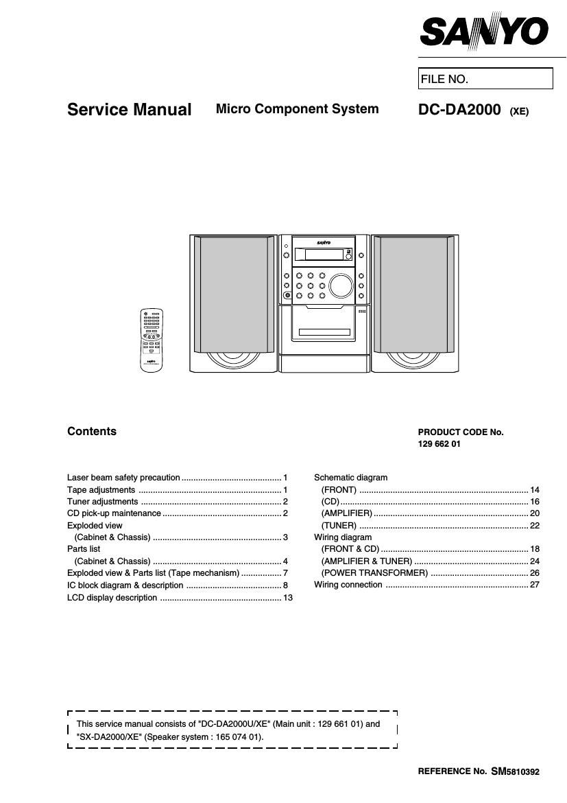 sanyo dc da 2000 service manual