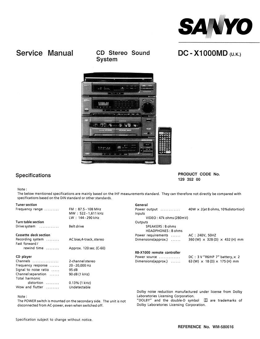 sanyo dc x1000md