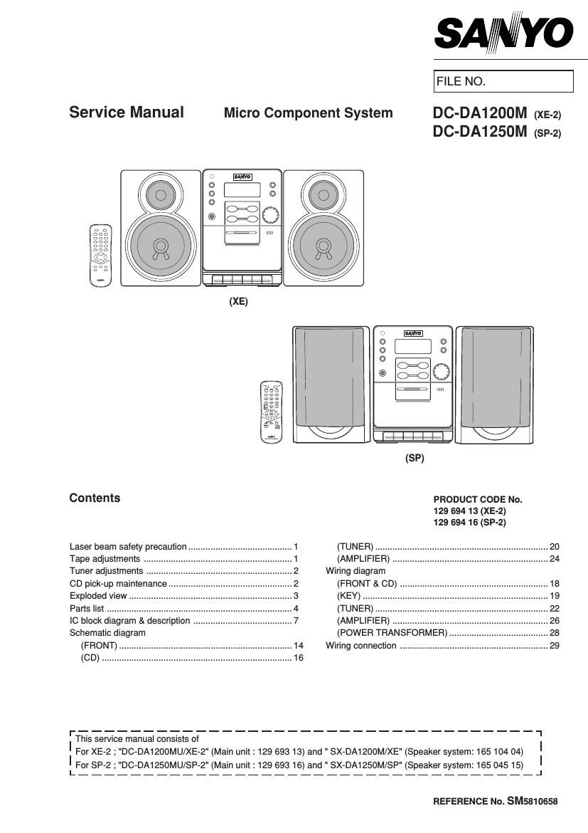 sanyo dcda 1200 m service manual