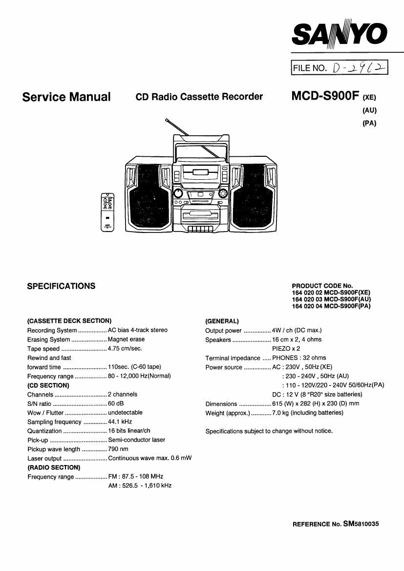 sanyo mcd 900f