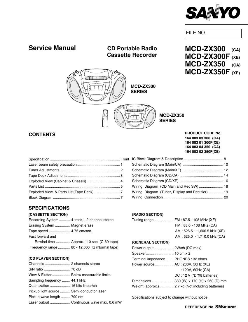 sanyo mcd zx300 zx350