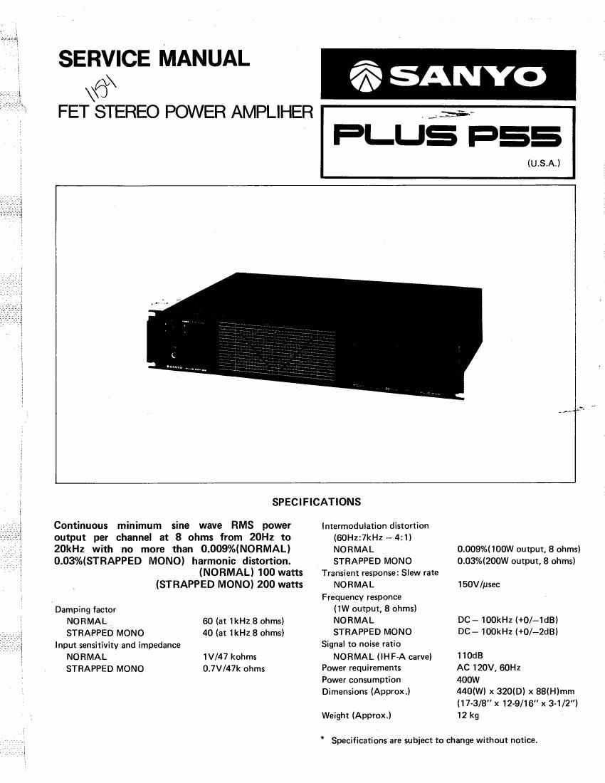 Sanyo Plus P55 Service Manual