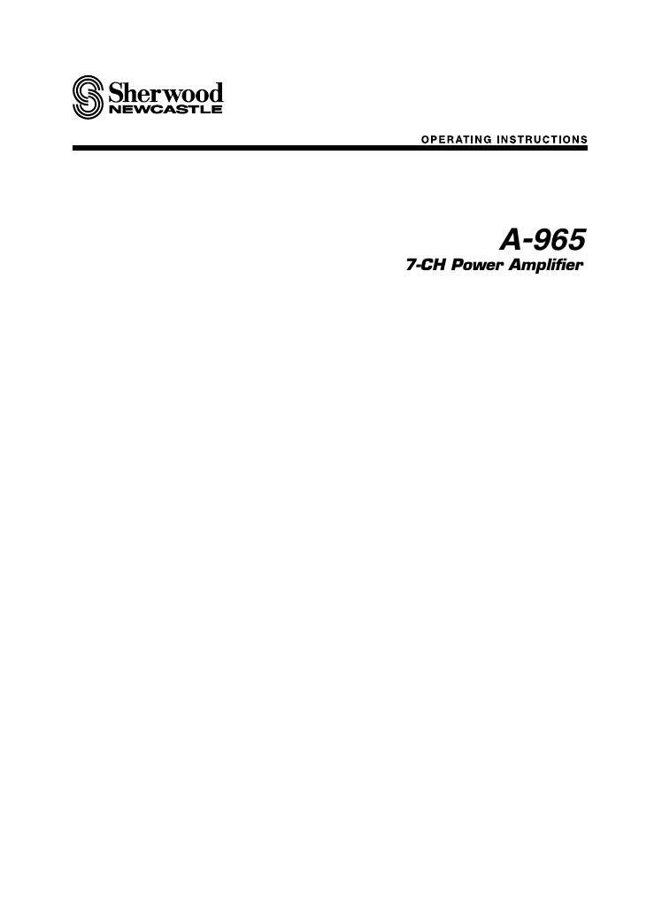 Sherwood A 965 Owners Manual
