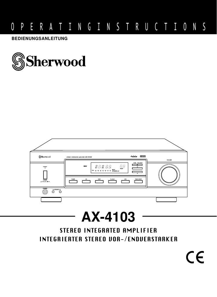 Sherwood AX 4103 Owners Manual