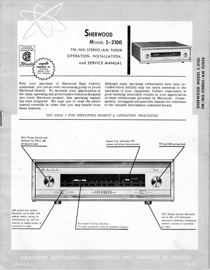 Sherwood S 2100 Sevice Manual