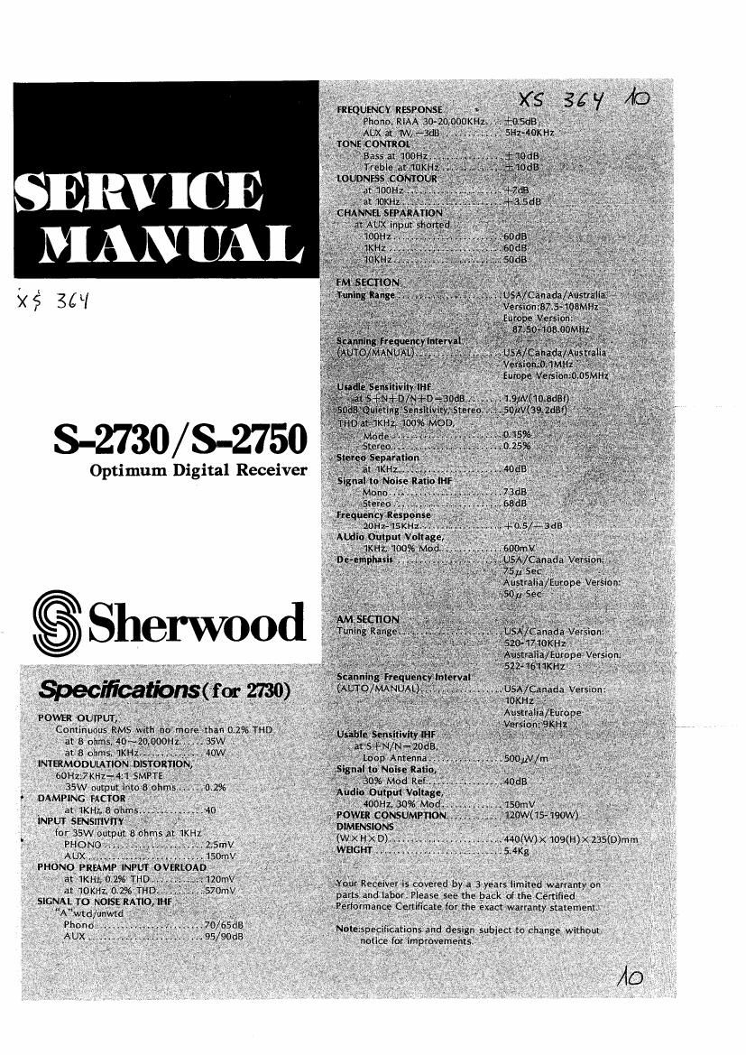 Sherwood S 2730 S 2750 Service Manual
