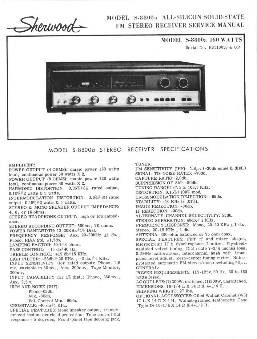 Sherwood S 8800A Service Manual