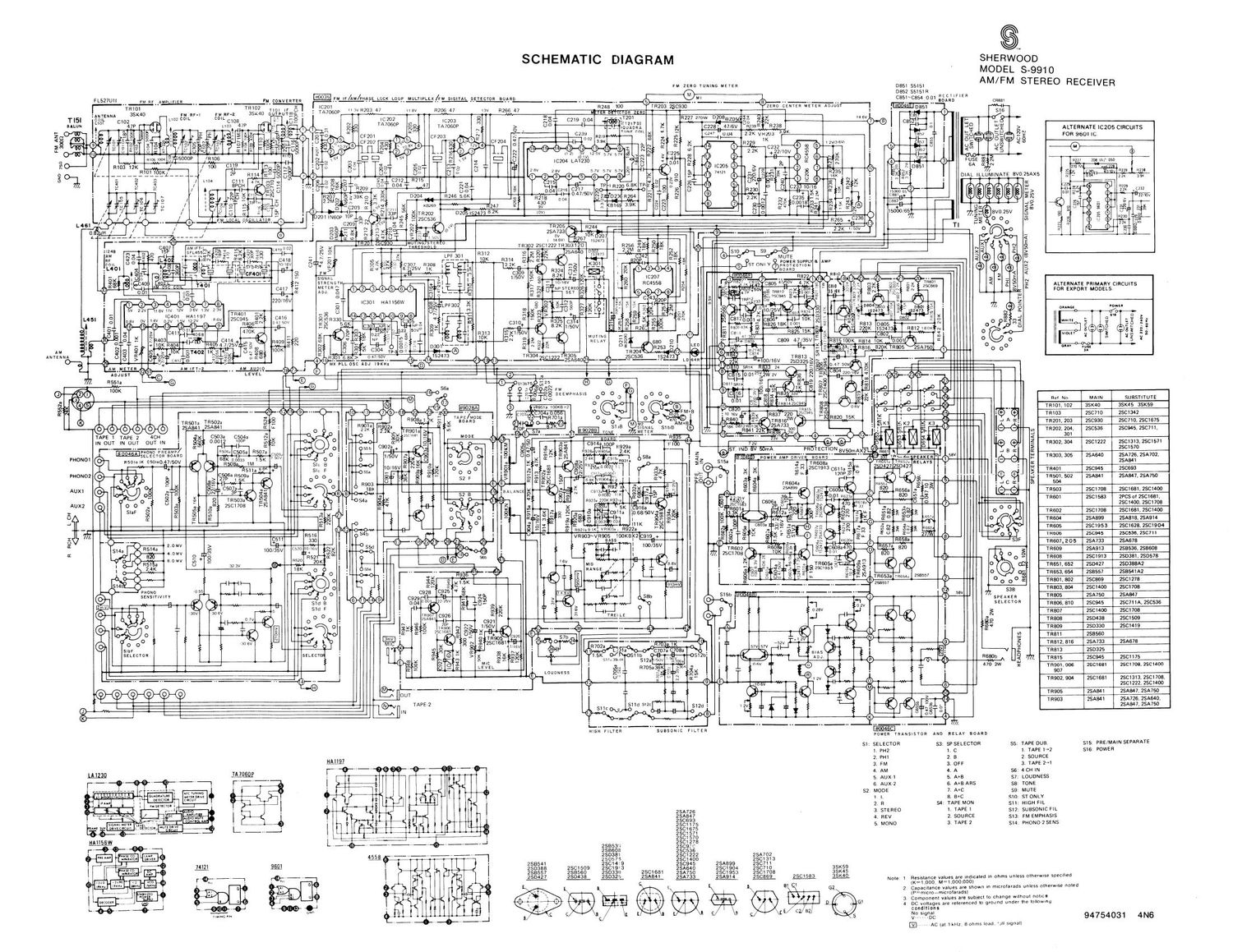 Sherwood S 9910 Schematic