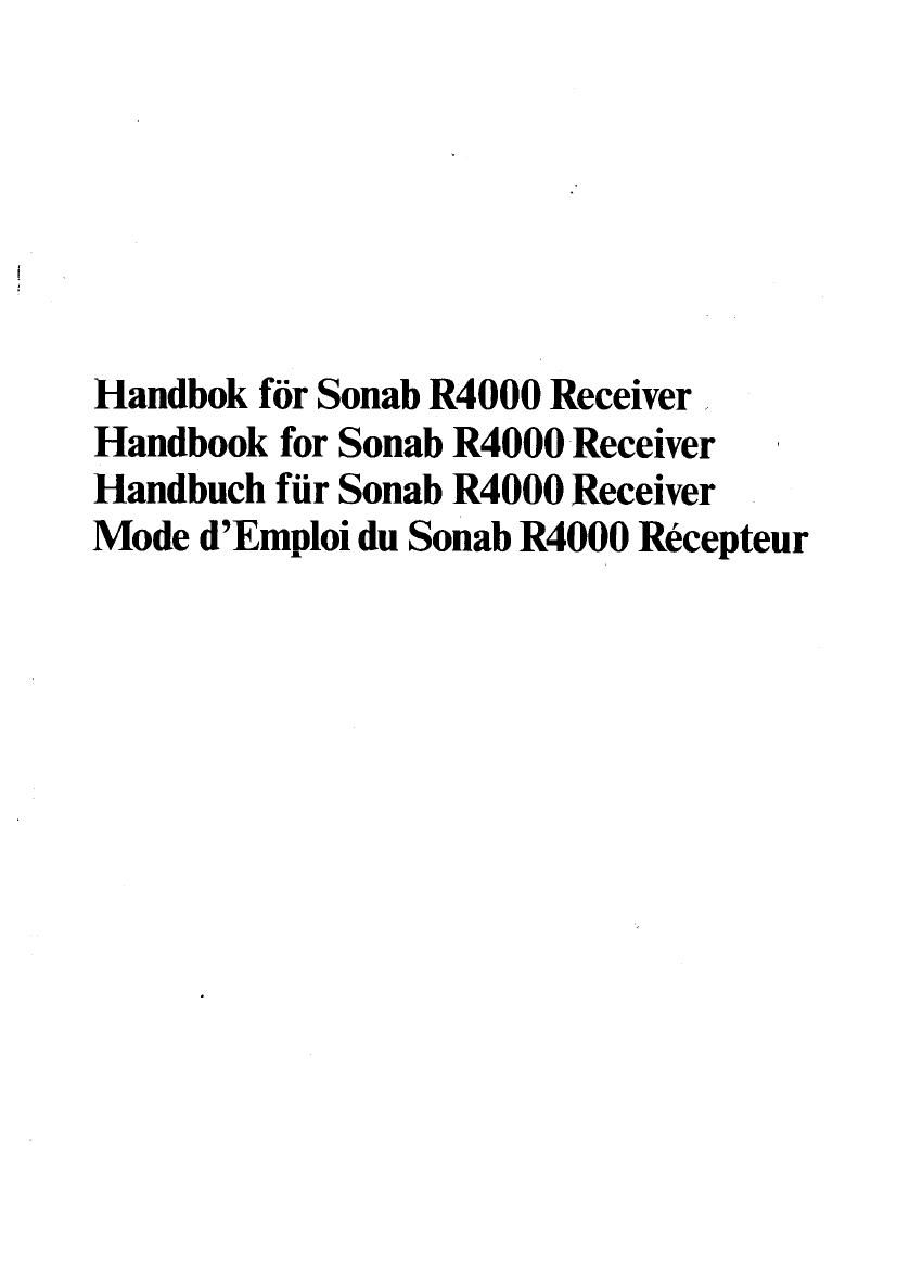 Sonab R 4000 owners manual