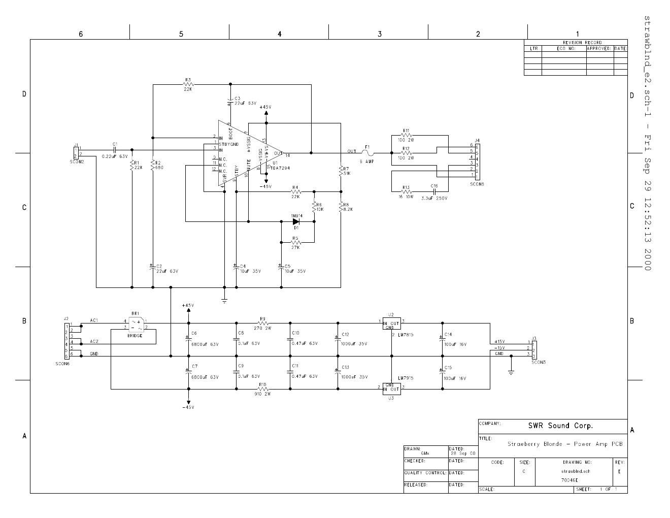 swr Strawberry Blonde Power Amp Rev E schematic