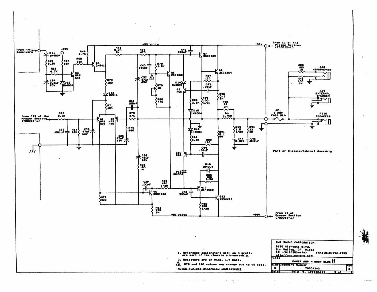 swr baby blue 2 power amp schematic