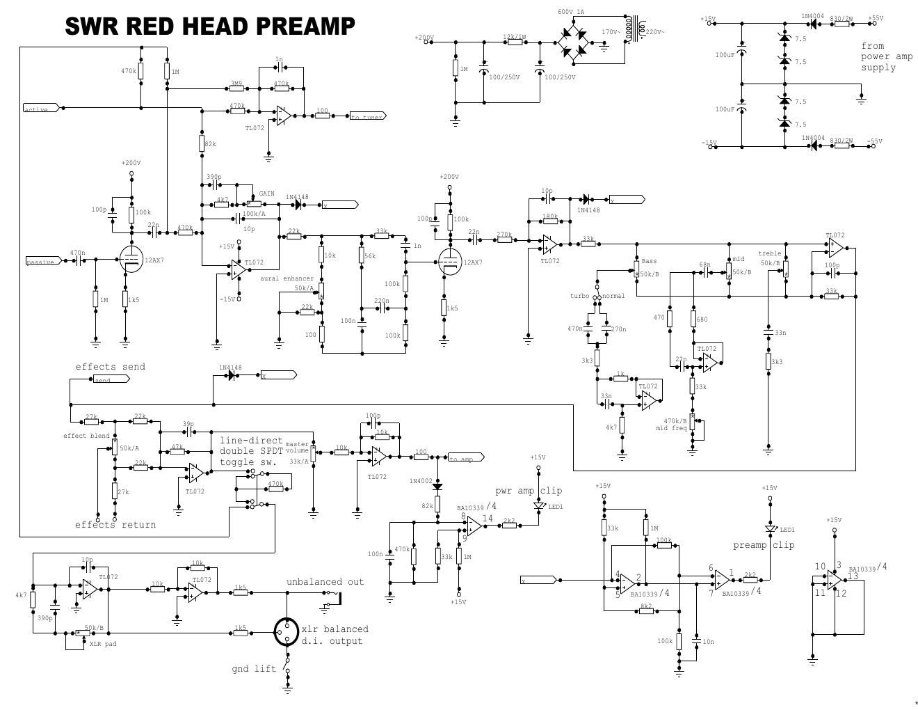 swr red head preamp schematic
