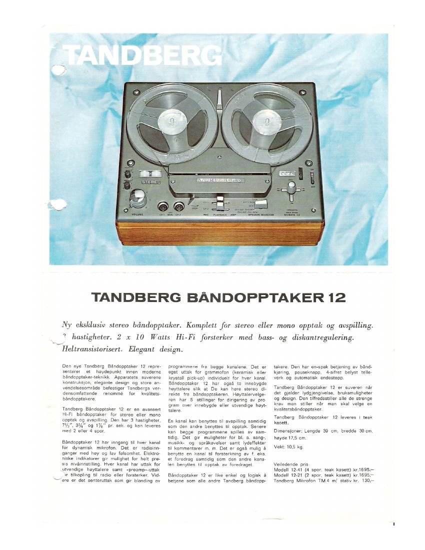 Tandberg 12 Brochure