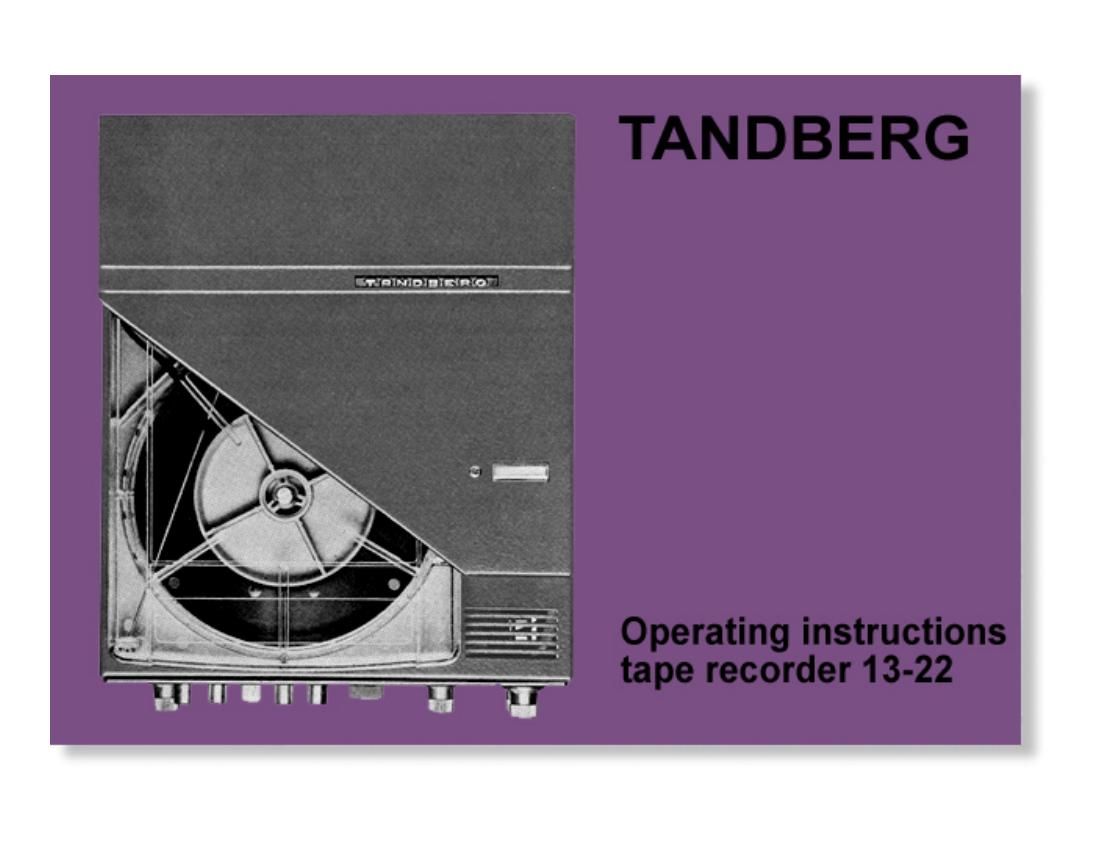 Tandberg 13 22 Owners Manual