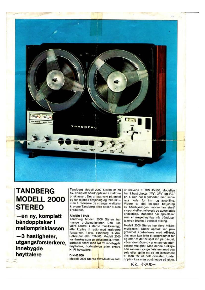 Tandberg 2000 Stereo Brochure