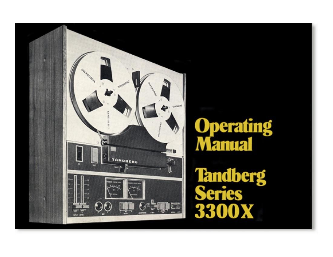 Tandberg 3300 X Owners Manual