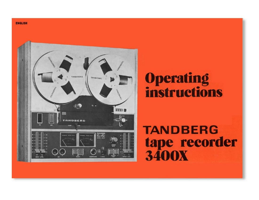 Tandberg 3400 X Owners Manual