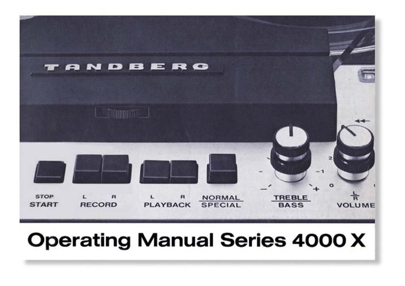 Tandberg 4000 X Owners Manual