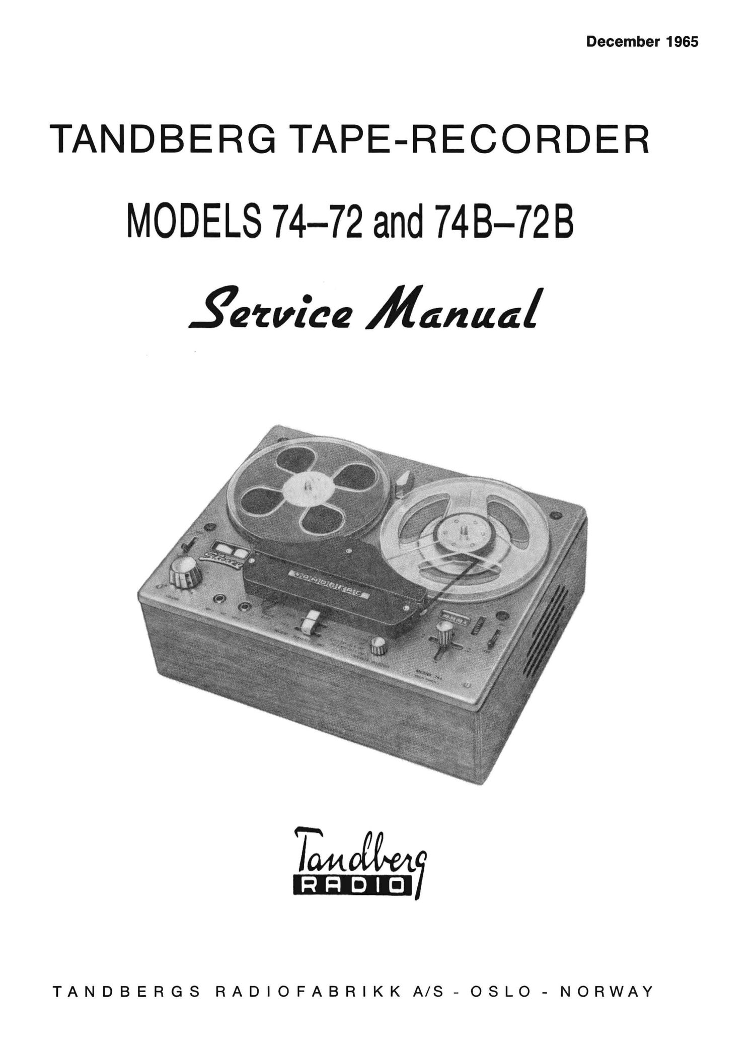 Tandberg 72 72 B 74 74 B Service Manual
