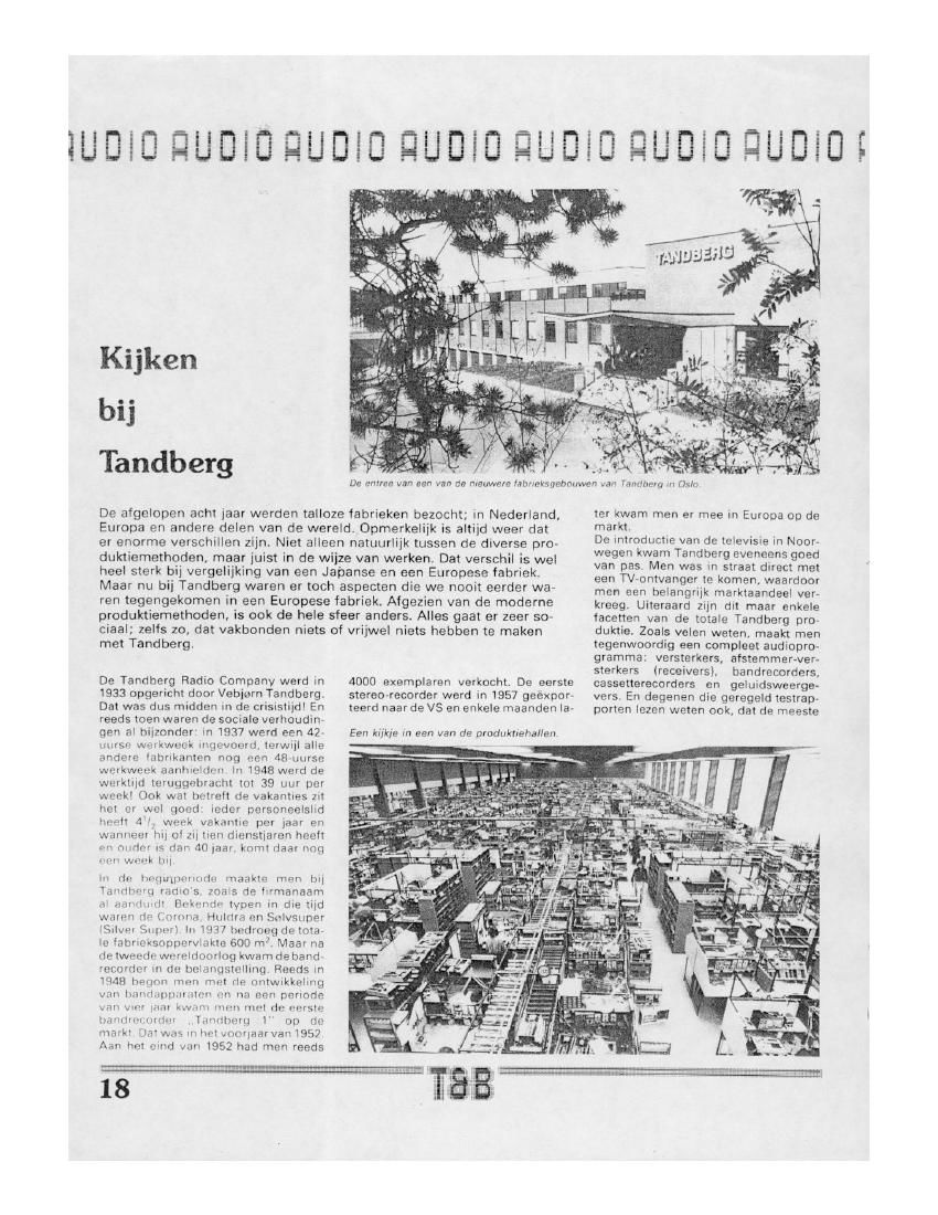 Tandberg Factory visit 1974 Article