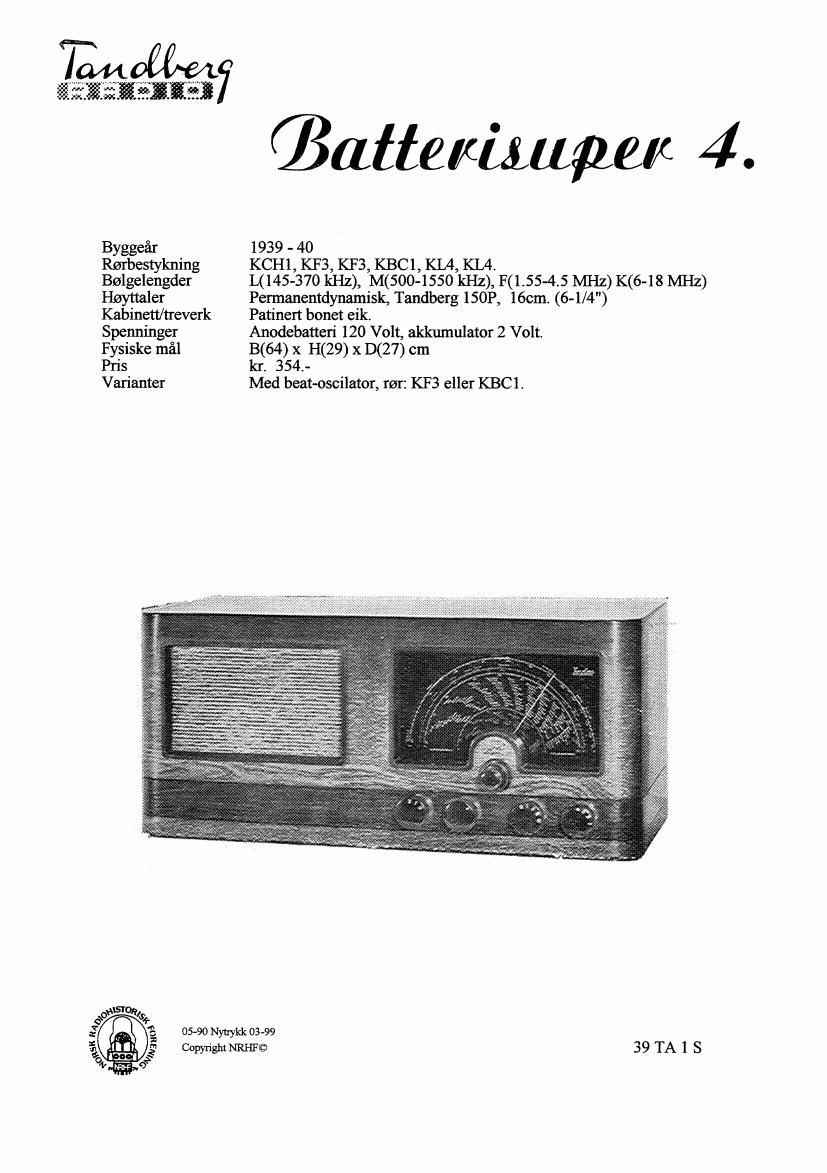 Tandberg BatteriSuper 4 Schematic