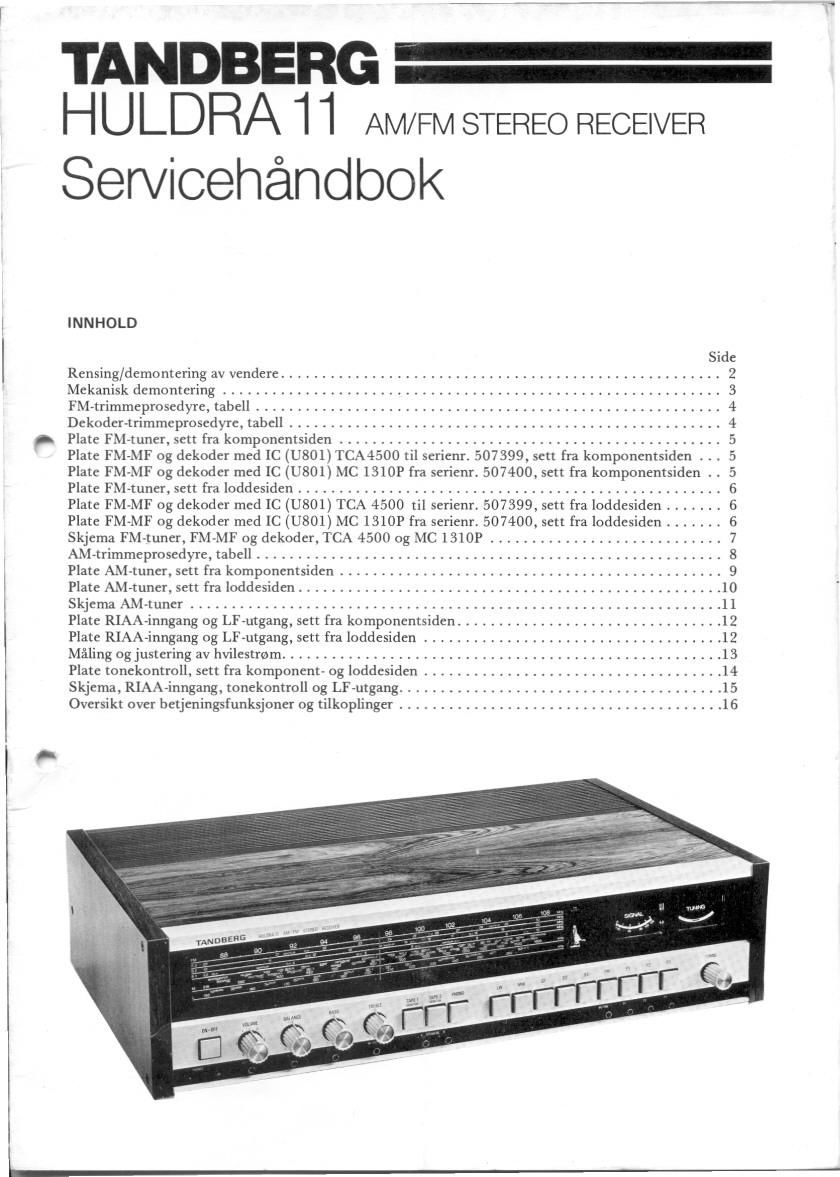 Tandberg Huldra 11 Service Manual
