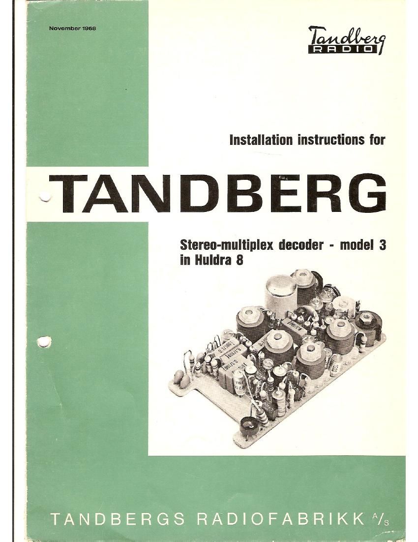 Tandberg Huldra 8 MPX Service Manual