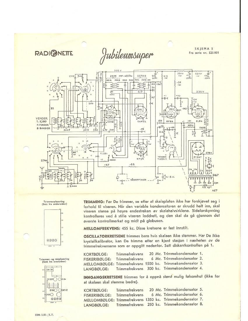 Tandberg Radionette Jub Super Schematic