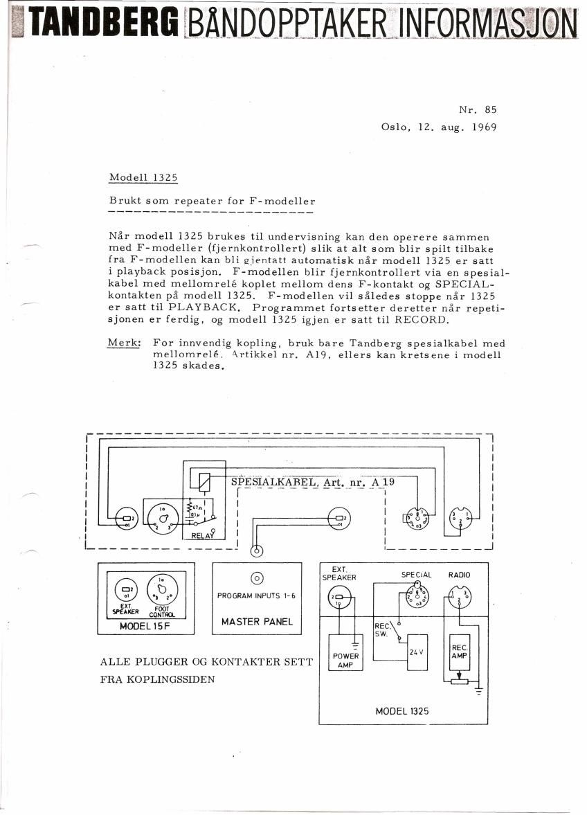 Tandberg Serviceinfo 1969 71 Service Manual