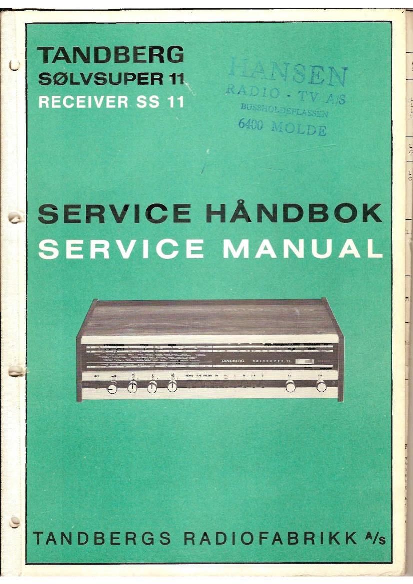 Tandberg Solvsuper 11 Service Manual