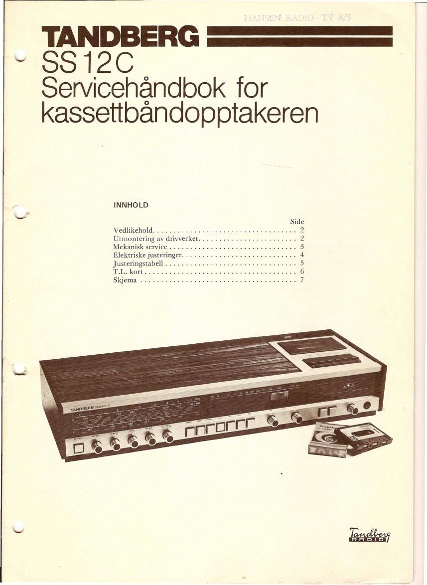 Tandberg Solvsuper 12 C Service Manual