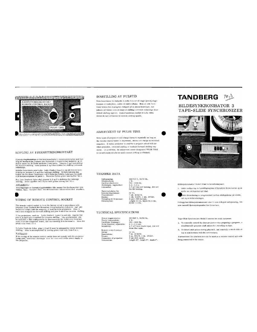 Tandberg Synchronizer 3 Schematic