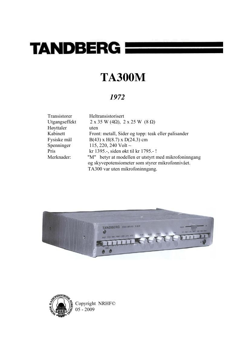 Tandberg TA 300 M Schematic