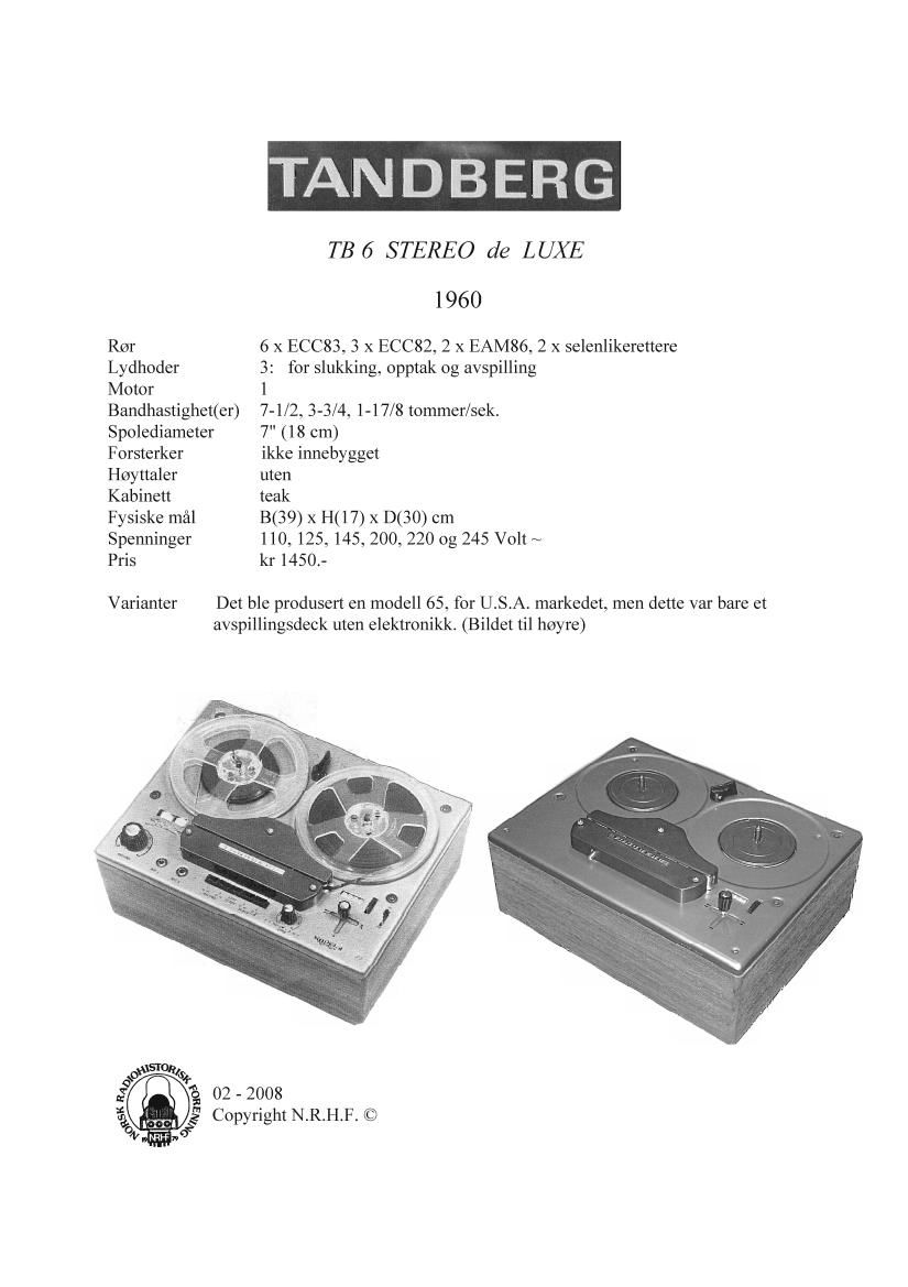 Tandberg TB 6 Schematic