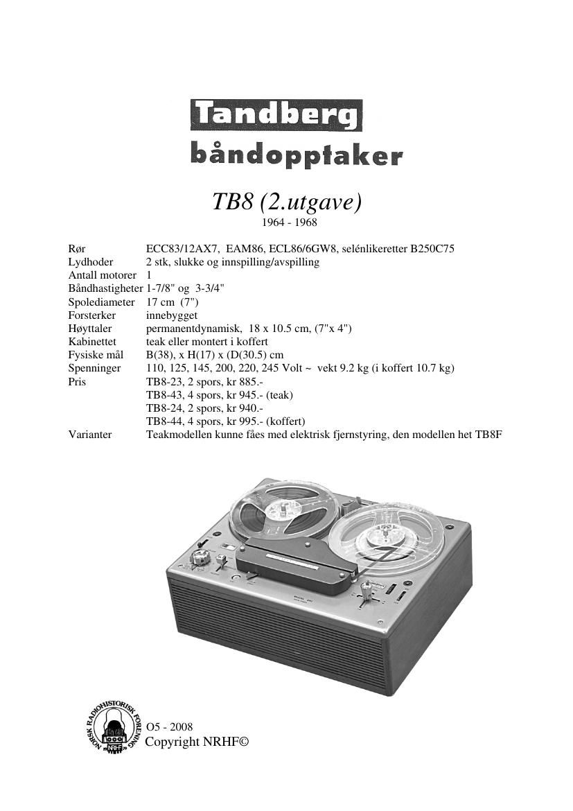 Tandberg TB 8 Schematic