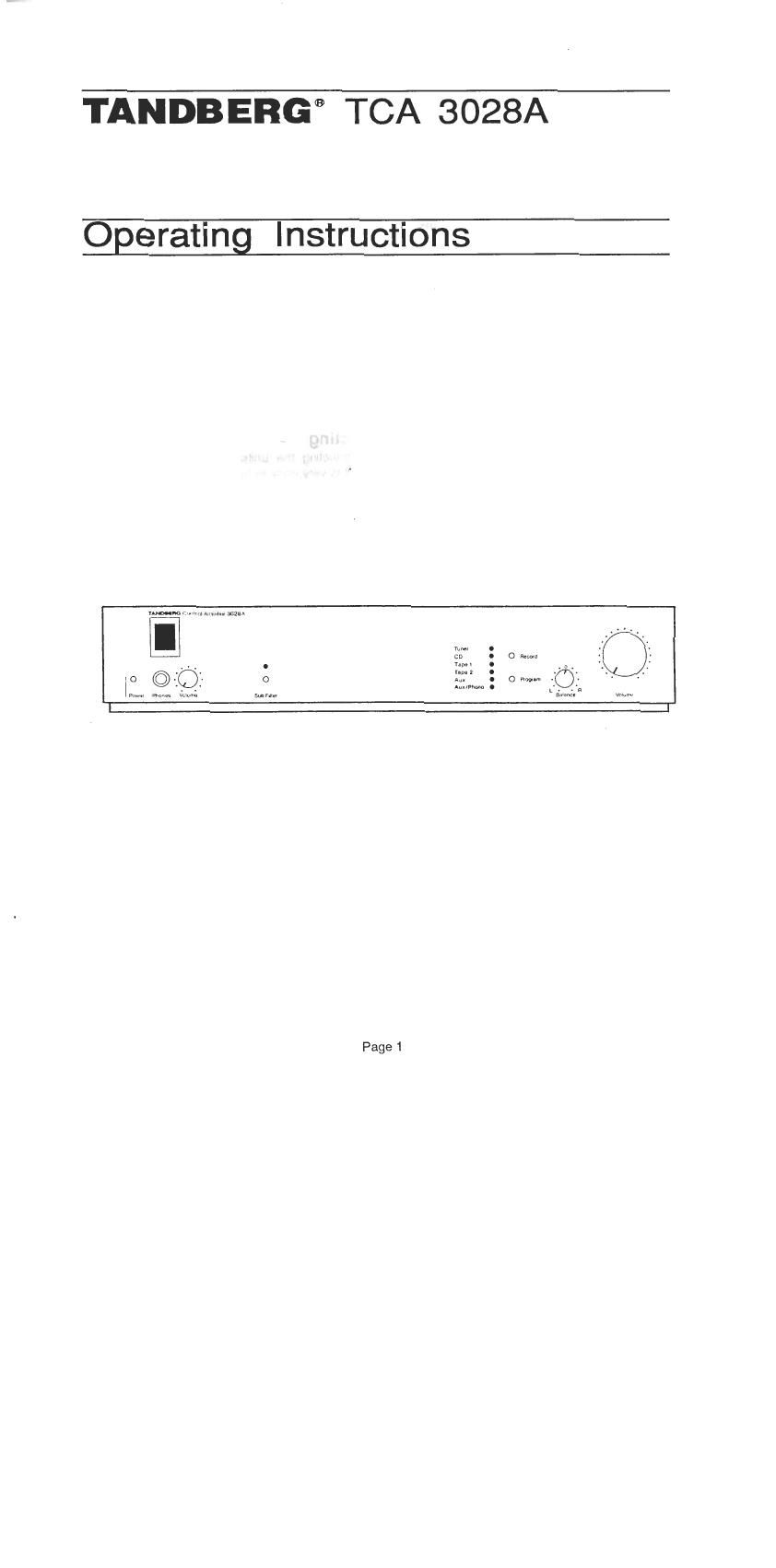 Tandberg TCA 3028 A Owners Manual